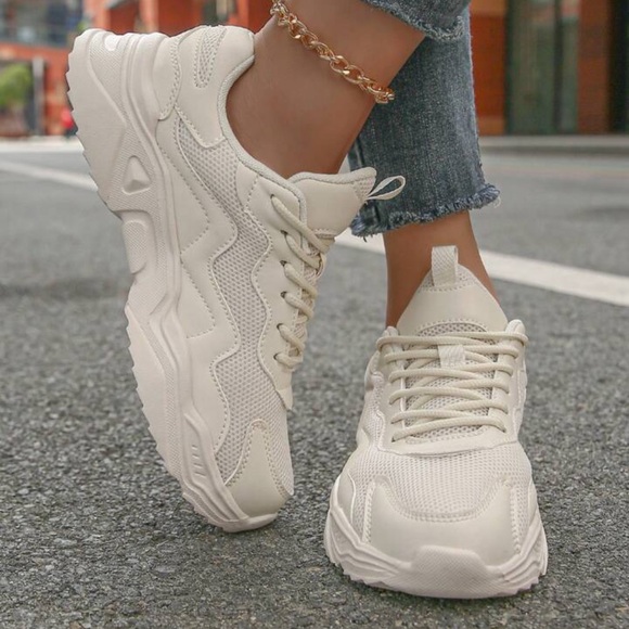 SHEIN Women's Cream Chunky Breathable Lightweight Sneakers 39 EU - Picture 8 of 12